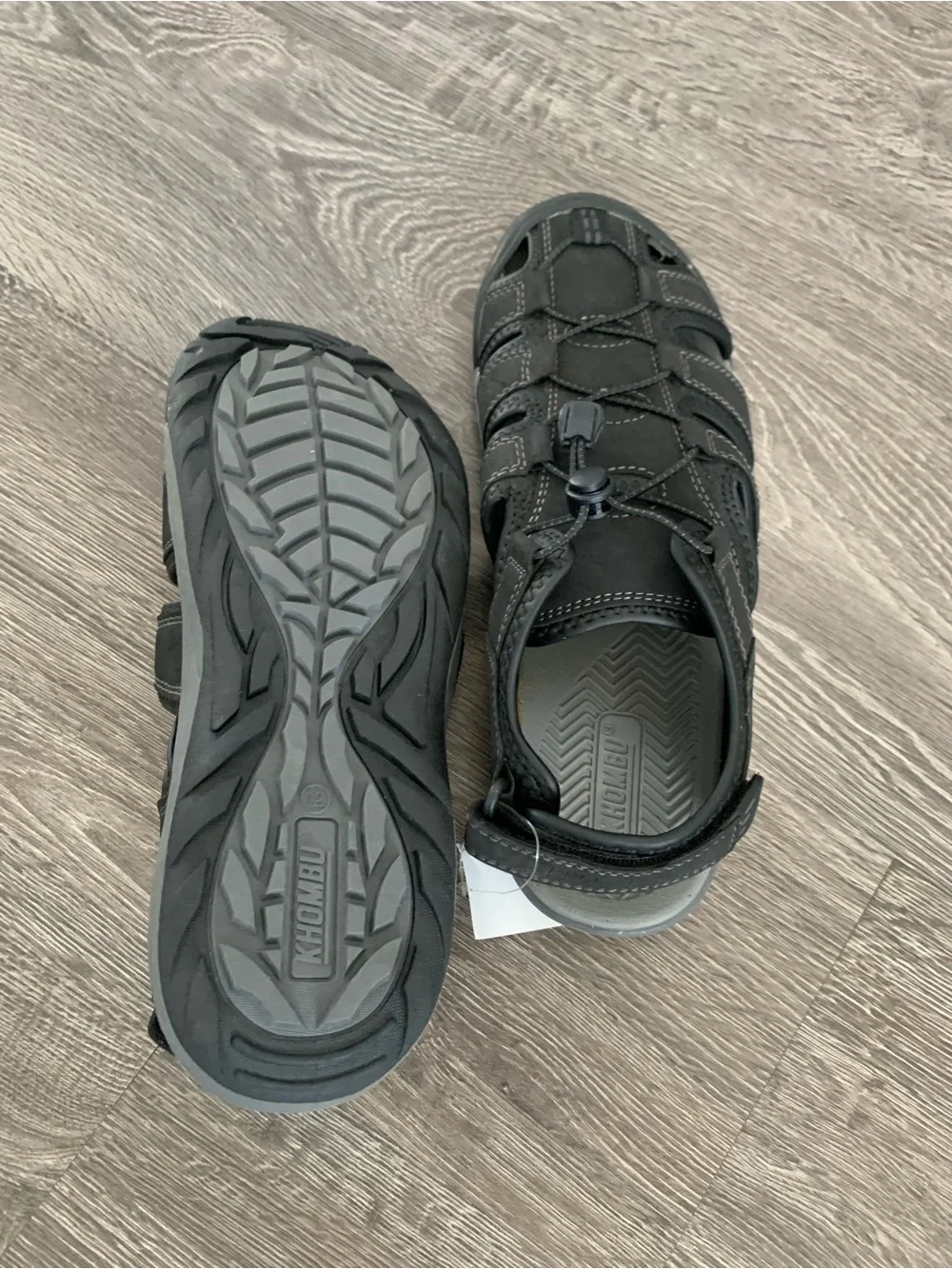 Khombu Men's Travis black Fisherman Sandals - Cushioned Casual Water Shoe